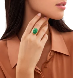Big Agata triple chain diamond ring