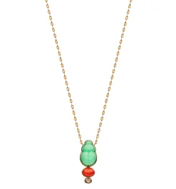 Big Daria necklace with coral and brown diamond