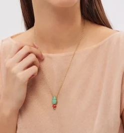 Big Daria necklace with coral and brown diamond
