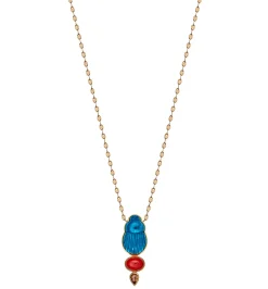 Big Sienna necklace with coral and brown diamond