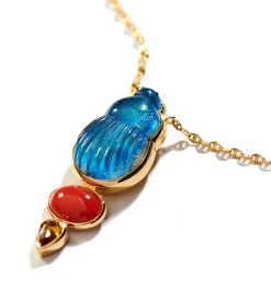 Big Sienna necklace with coral and brown diamond