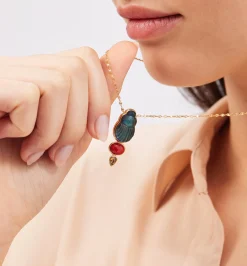 Big Sienna necklace with coral and brown diamond