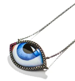 Grand Bleu diamond and ruby necklace Pour Homme