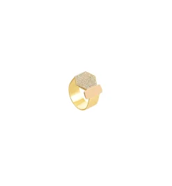 Hexagon and Square diamond ring