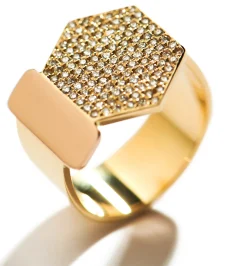 Hexagon and Square diamond ring