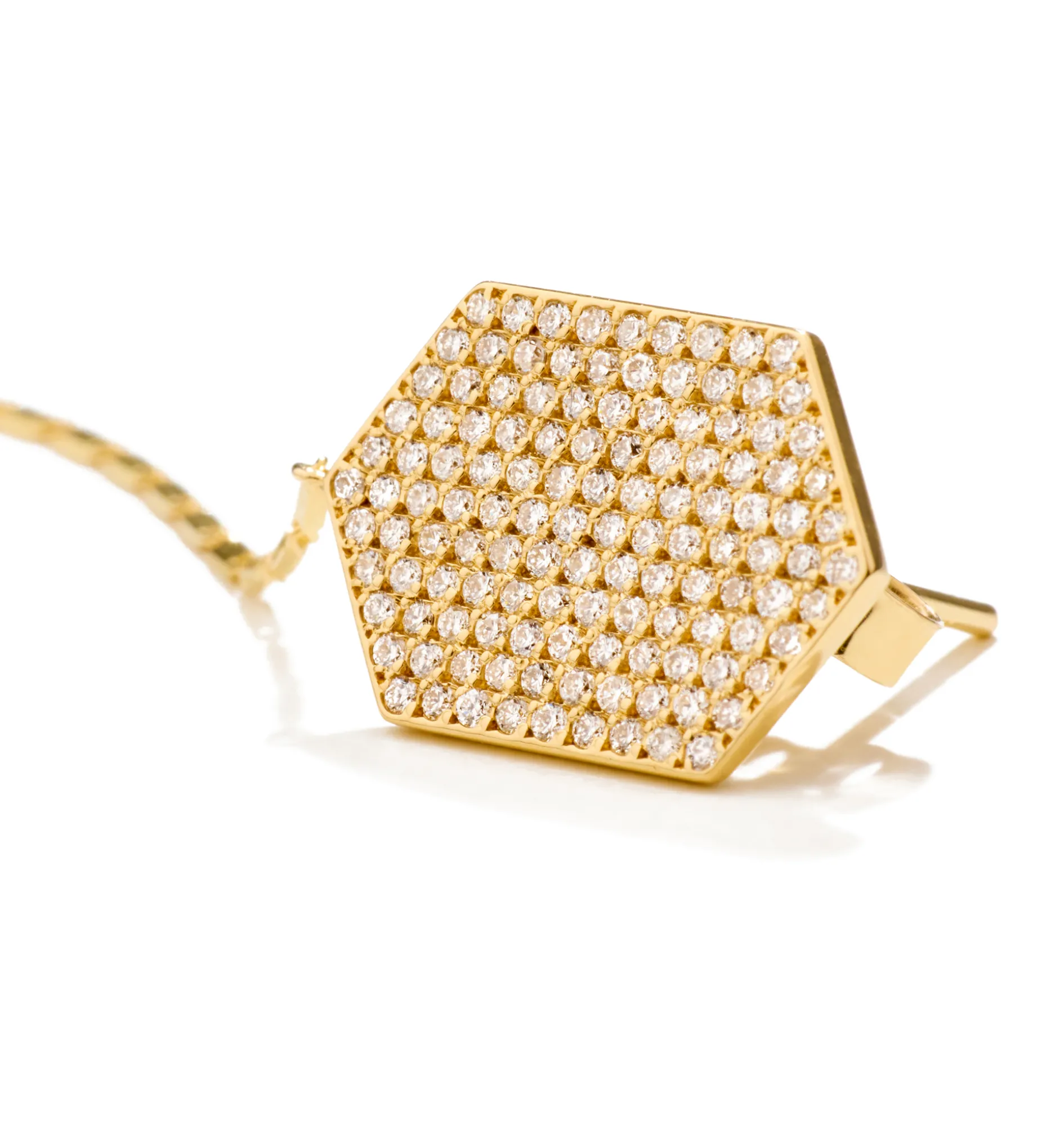 Hexagon diamond yellow earring