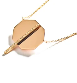 Octagon diamond line necklace