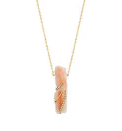 Red Coral diamond fish necklace
