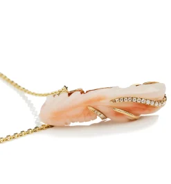 Red Coral diamond fish necklace