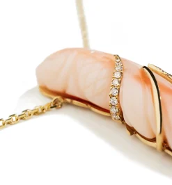 Red Coral diamond fish necklace