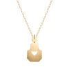 Square and hexagon diamond line necklace with "Araki #4" handmade chain