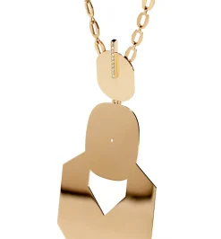 Square and hexagon diamond line necklace with "Araki #4" handmade chain