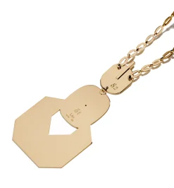 Square and hexagon diamond line necklace with "Araki #4" handmade chain
