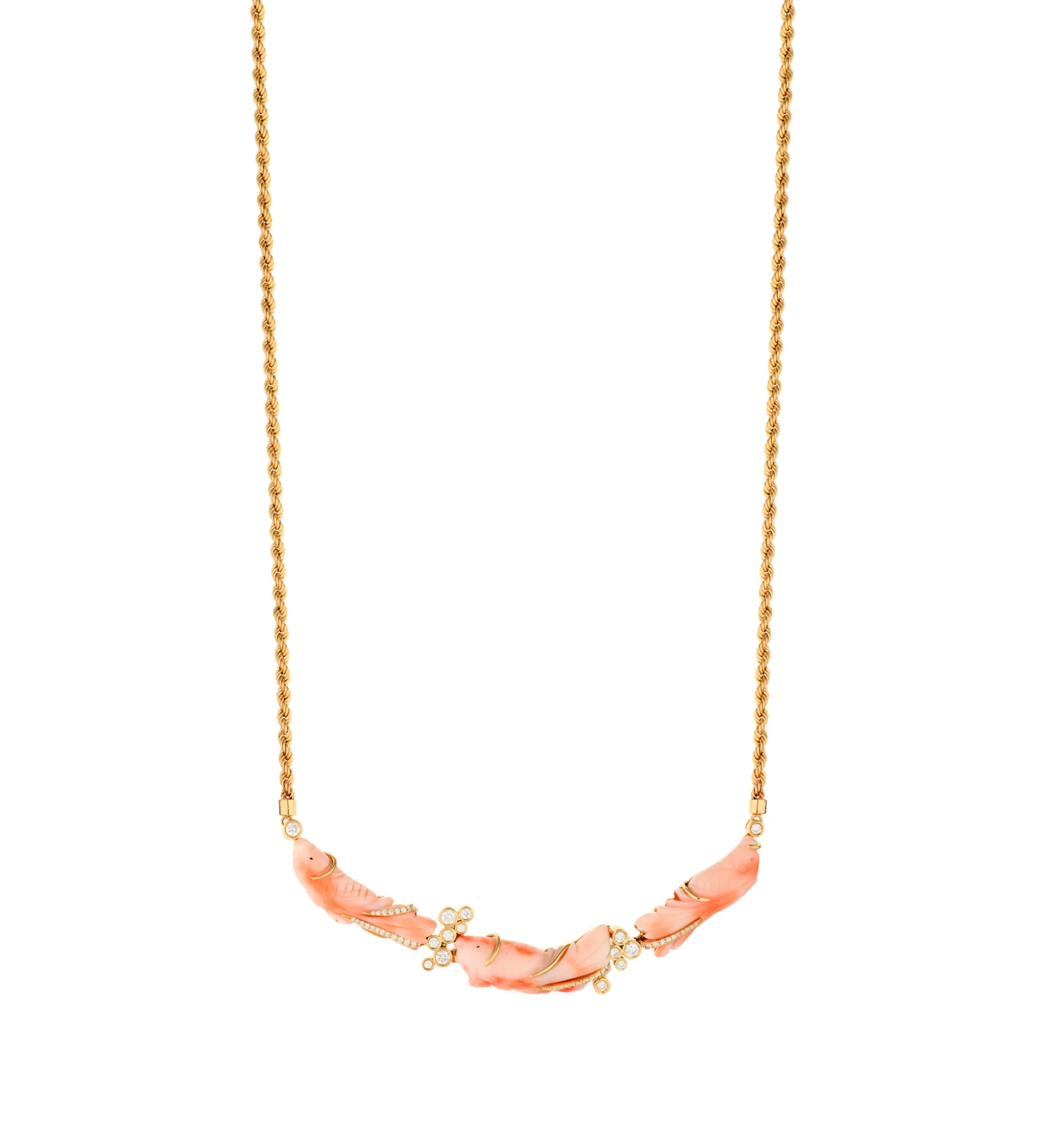 Three vintage corals necklace
